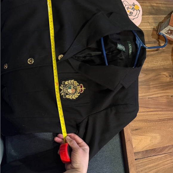 Vtg Lauren Ralph Lauren Womens Blk L/S Gold Buttons Embroidered Pocket Blazer 8 - Picture 10 of 12